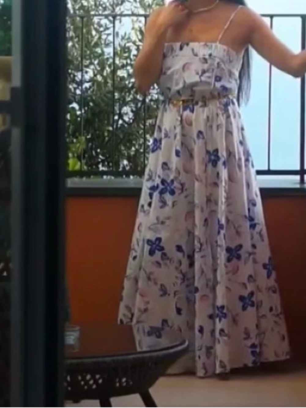 Dorothee Schumacher Floral-Print Seersucker Summer Spaghetti Strap Maxi Dress